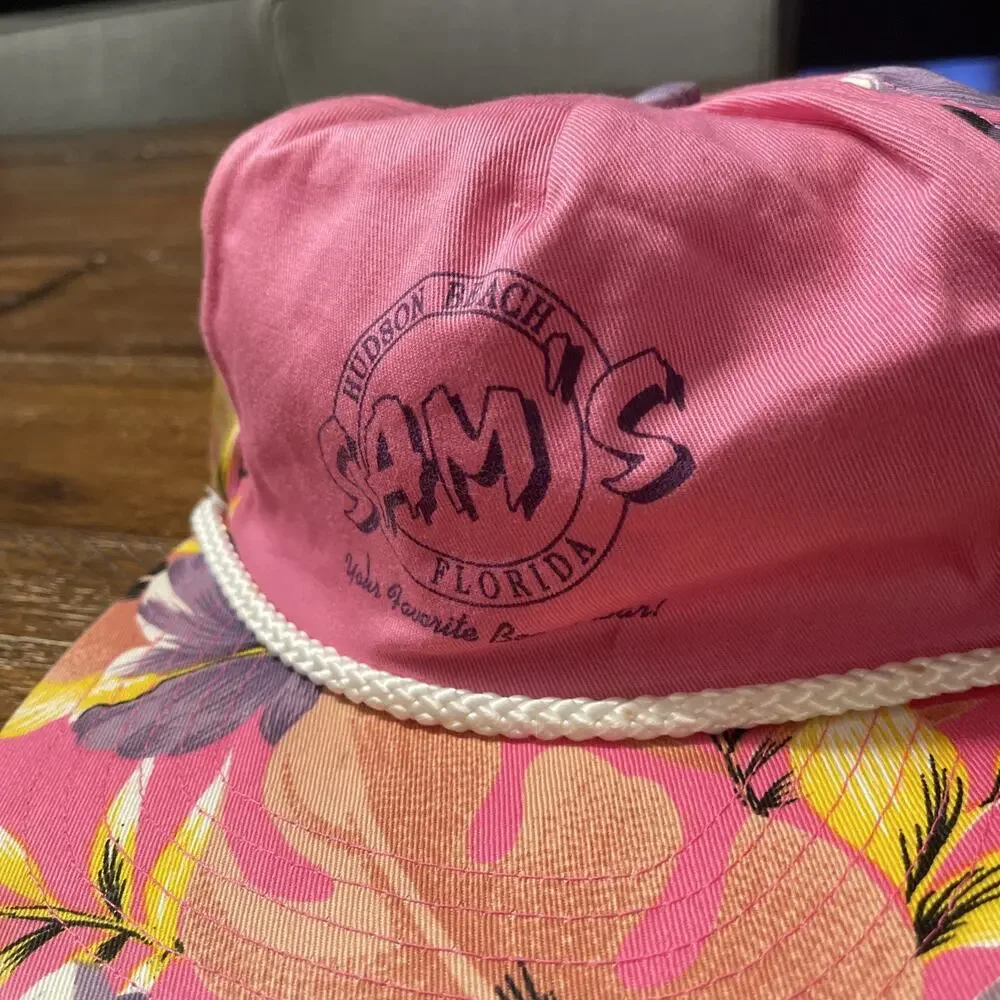 Vintage Sams Beach Bar Adjustable Cap Hudson Florida Pink